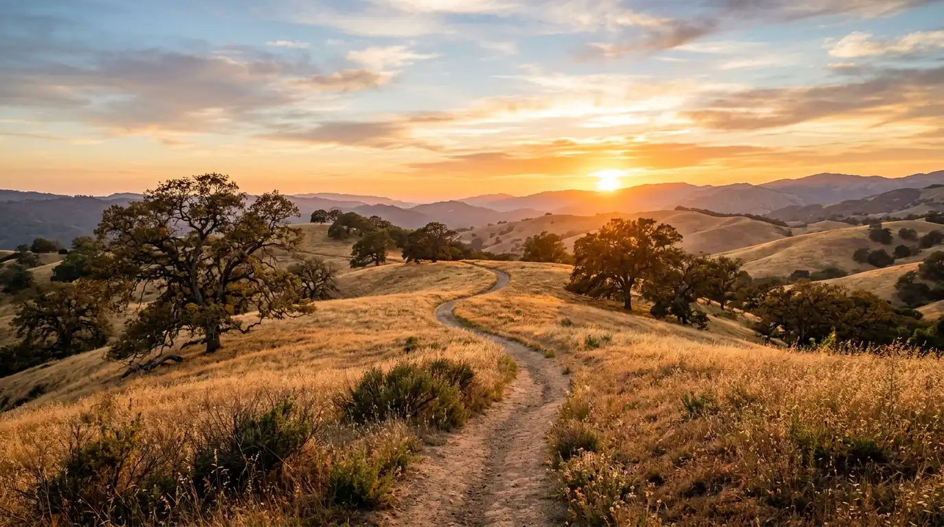 golden hills with oak trees