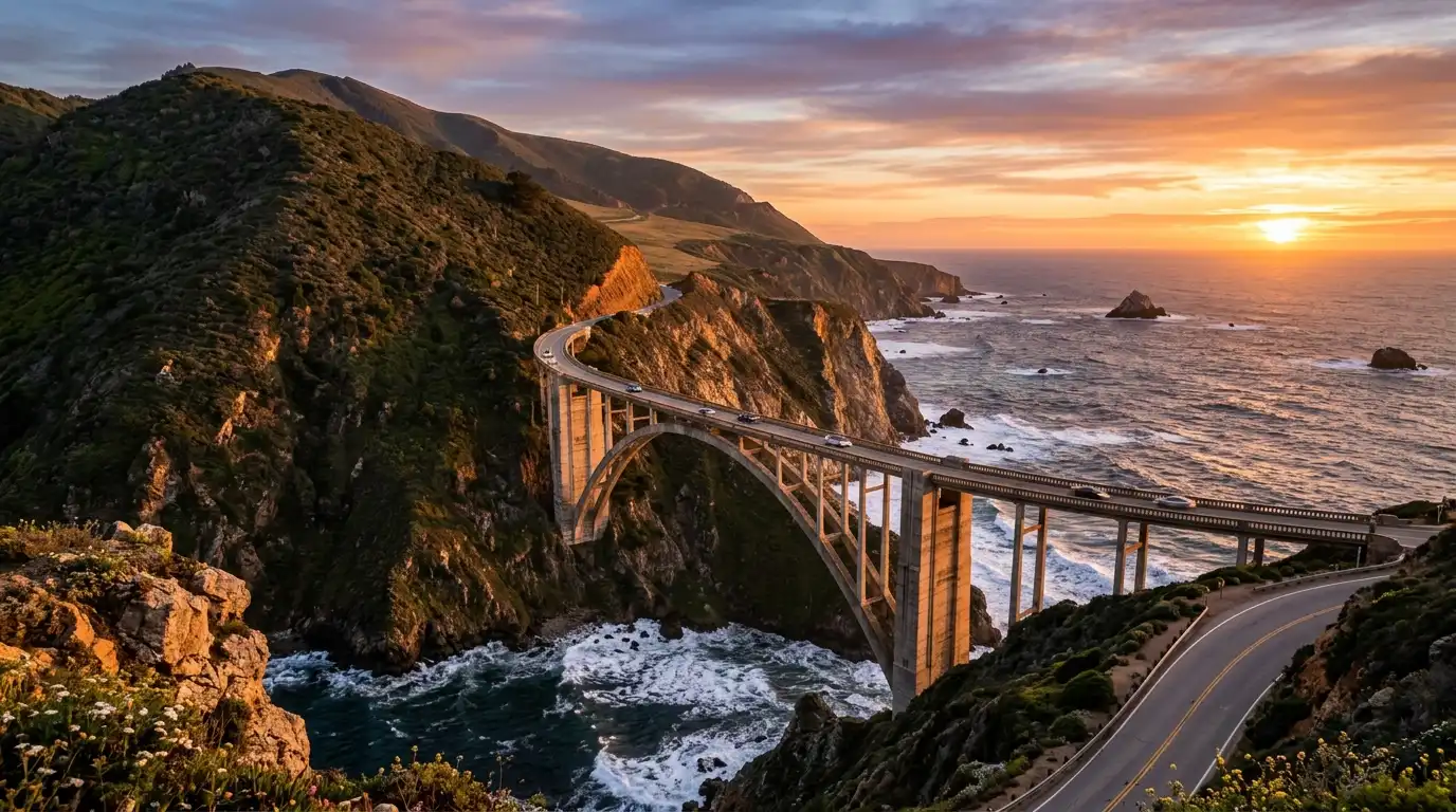 rugged cliffs big sur bridge